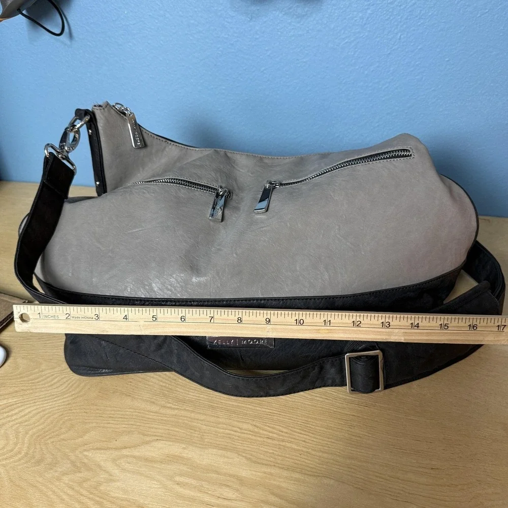 Kelly Moore Gray Black Camera Shoulder Bag Synthetic Leather Strap Brownlee